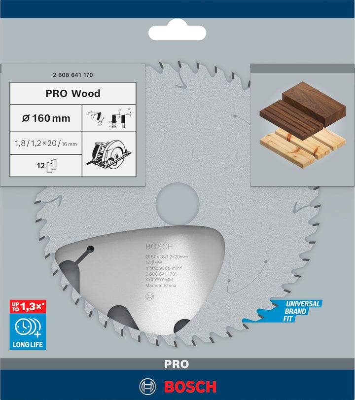 Bosch 1x PRO Wood Kreissägeblatt für Akku-Handkreissägen (für Weichholz, Hartholz, Ø mm, Professiona