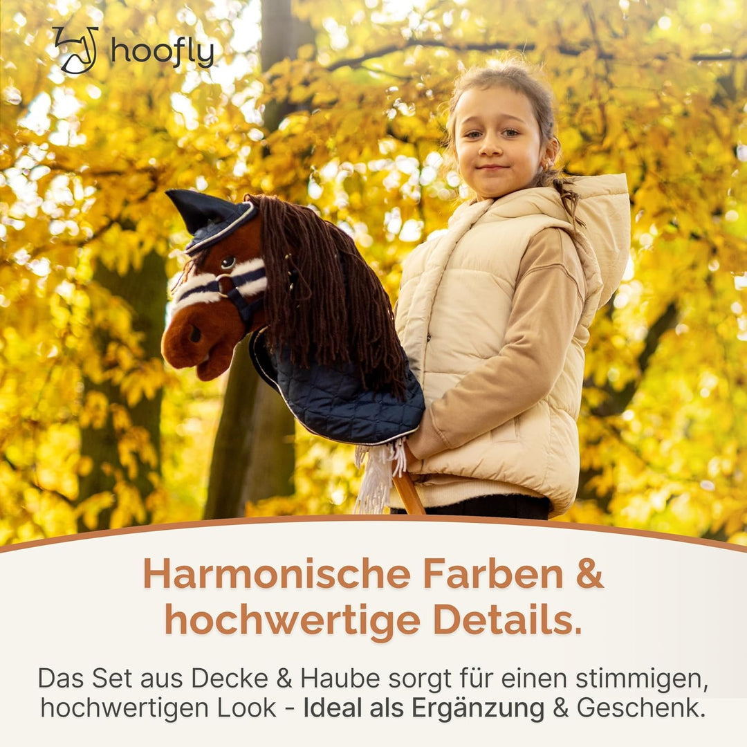 Hobby Horse Zubehör Set – Decke &amp; Fliegenhaube in Blau für Hobby Horses [TÜV geprüft] – Hochwertige