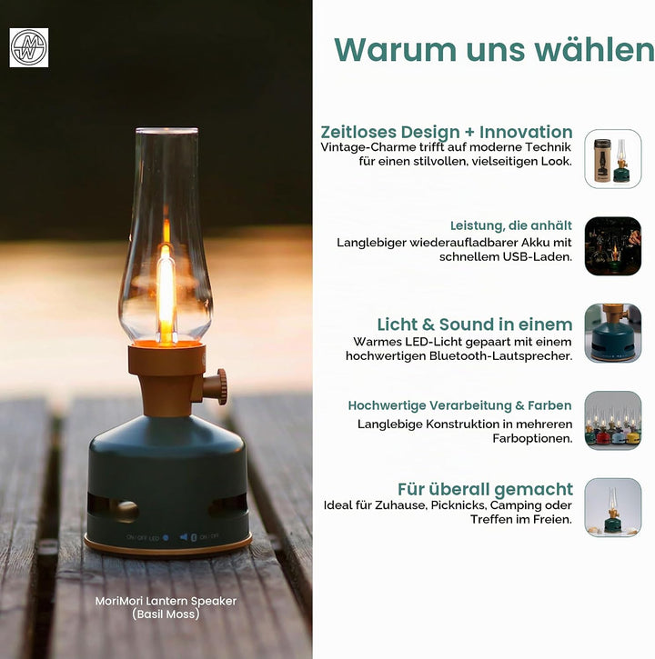 MoriMori Design-Leuchte mit Lautsprecher (basil-moos)