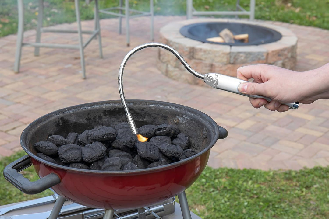 Zippo Stabfeuerzeug XL – Satin Silber Chrom – Mit Gas Nachfüllbar – Langer Flexibler Hals – Windfest