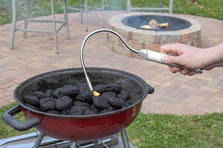 Zippo Stabfeuerzeug XL – Satin Silber Chrom – Mit Gas Nachfüllbar – Langer Flexibler Hals – Windfest