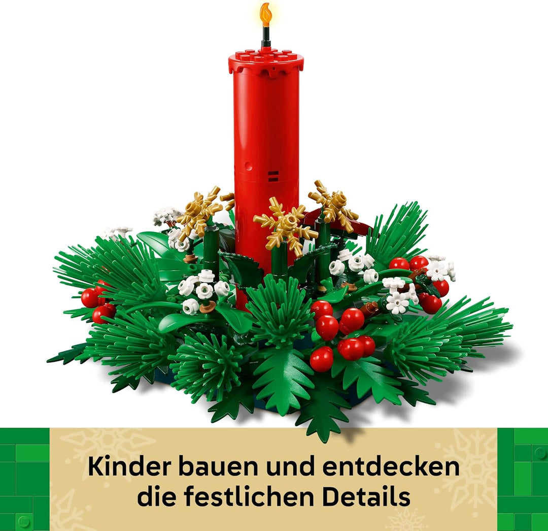 LEGO Weihnachtsgesteck - Spielzeug für Jungen und Mädchen - Modellbau mit roten Beeren, goldenen Ste