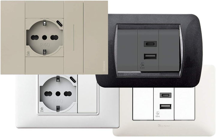 P40 USB3.0 Schuko-Steckdose Typ P40 mit integriertem 3 Ampere USB-Netzteil Typ C kompatibel mit Btic