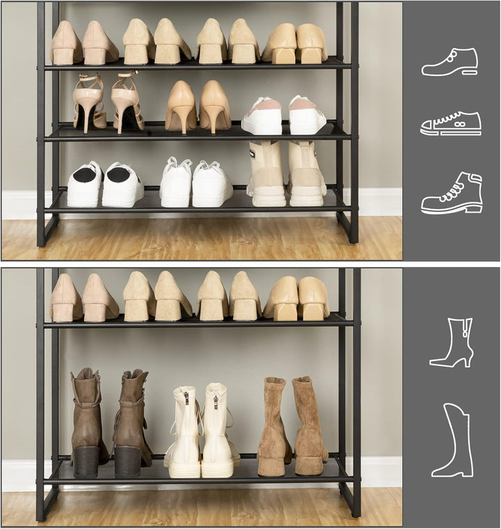 HOOBRO Schuhregal mit 10 Ebenen, Schuhschrank hoch, Schuhablage schmal, Schuhaufbewahrung, Metall, f