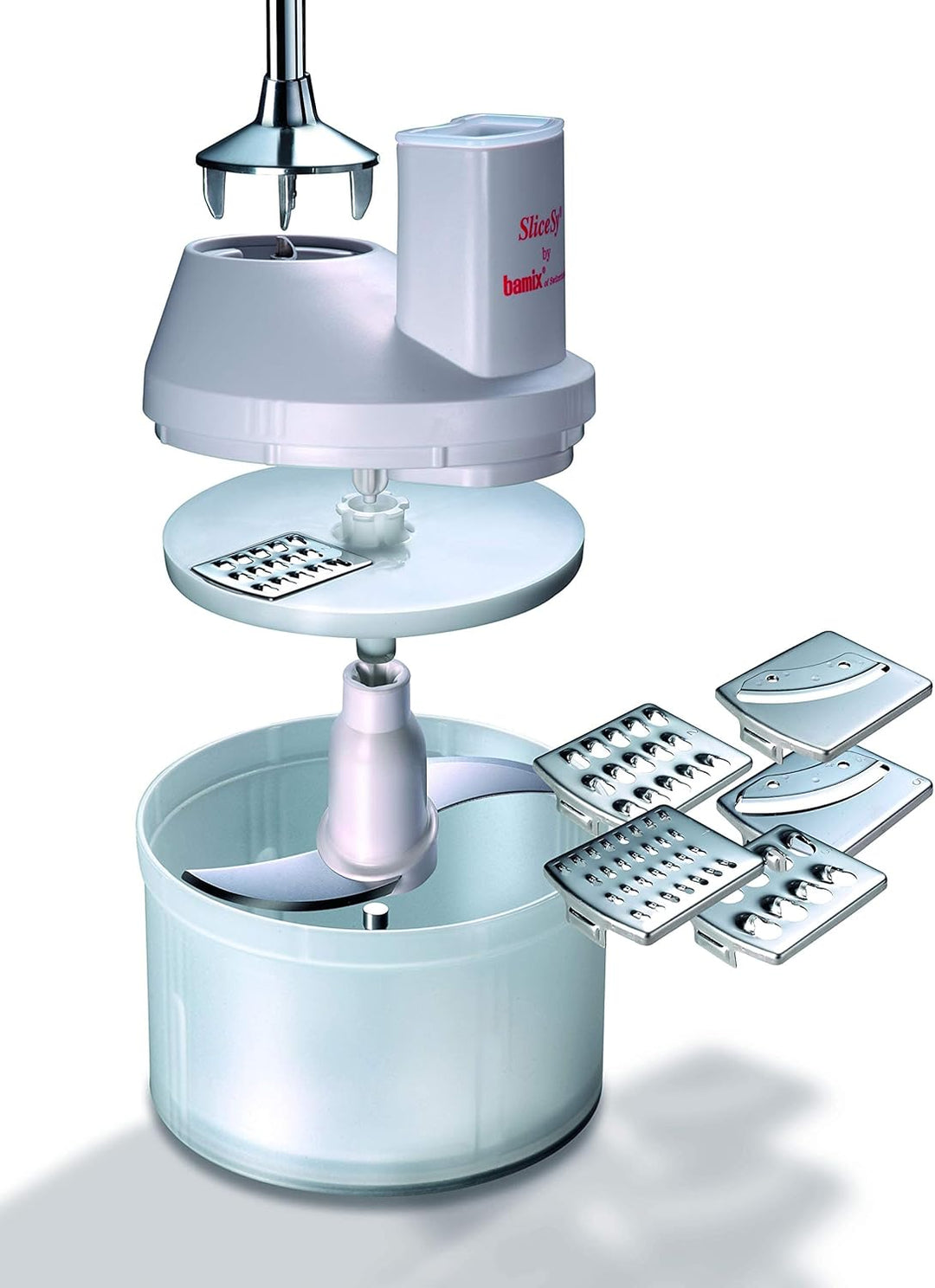 bamix Zubehör SliceSy für alle bamix Stabmixer ab 180 Watt, inkl. 5 Scheiben, Küchenmaschine multifu