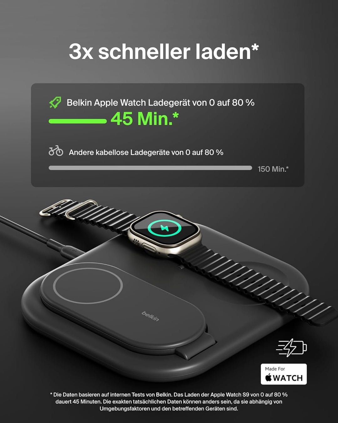 Belkin BoostCharge Ladegerät induktive 3-in-1 Ladestation Qi2, 15 W, klappbar MagSafe-kompatibles St
