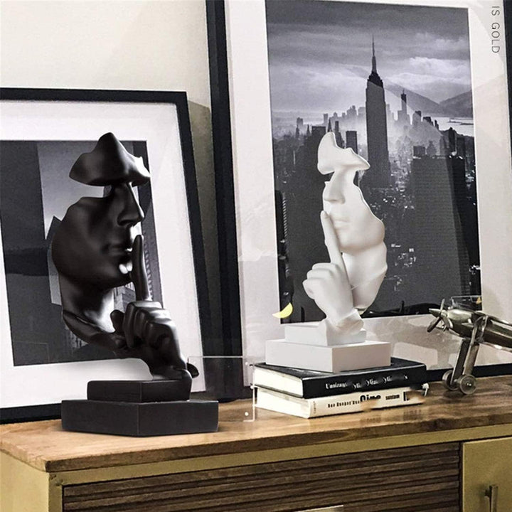 aboxoo Denker Statue, Stille ist Gold, abstrakte Kunstfigur, moderne Heimkunst-Skulpturen, dekorativ