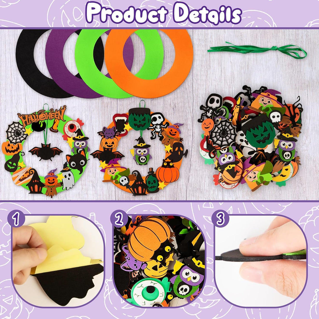 Benjia Halloween-Filzkranz- und Ornamente-Bastelset für Kinder (2502), 4 Stück Halloween-2, Hallowee