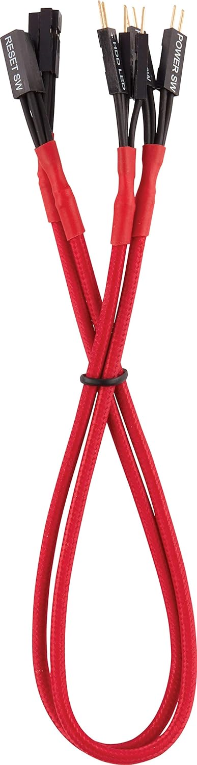 Corsair Premium Sleeved Front Panel Extension Kabel Verlängerungskit, Rot Front Panel Extension Rot,
