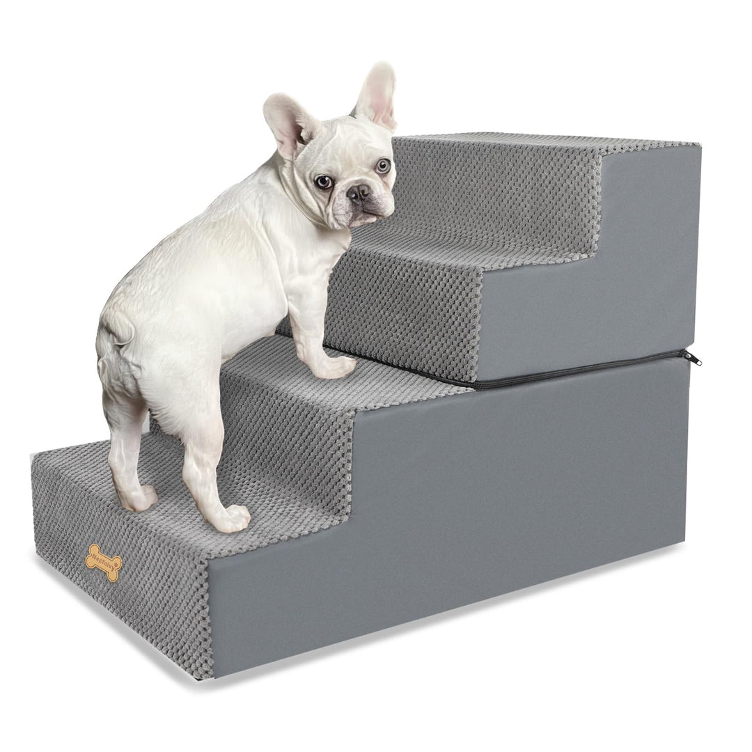 Nepfaivy Hundetreppe für Kleine Hunde 4-Stufig, Hundetreppe Hunderampe für Bett und Sofa aus Hochdic