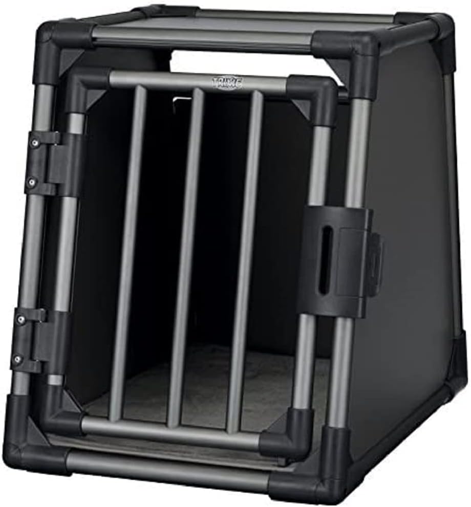 TRIXIE Hunde-Transportbox, Aluminium, S: 48 x 56 x 61 cm, grafit, inklusive rutschfester Liegematte,