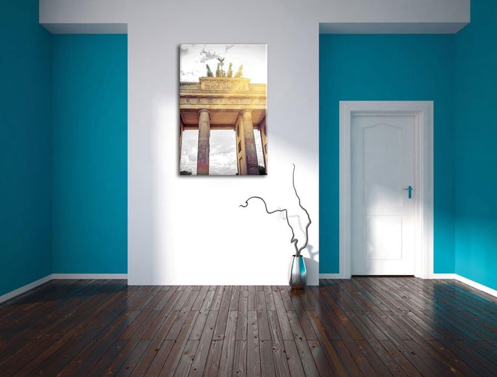 Pixxprint berühmtes Brandenburger Tor in Berlin als Leinwandbild/Grösse: 100x70 cm/Wandbild/Kunstdru
