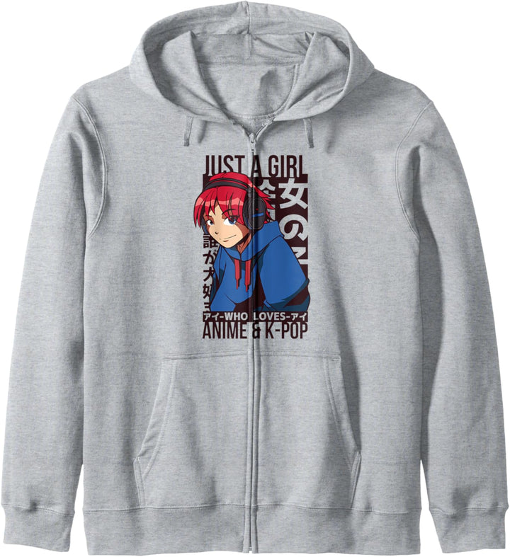 Just a Girl Who Loves Anime and K-Pop | Japanische Grafik Kapuzenjacke