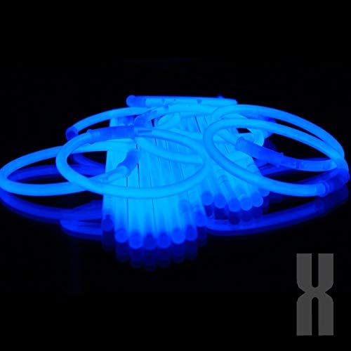 KNIXS 500x Arm-Knicklichter – Blau leuchtend inkl. 500x 3D-Verbinder und 10x Ballverbinder und 7-Loc