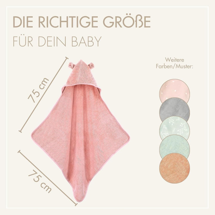 MOYO Kapuzenhandtuch mit Ohren in Rosé I 75x75cm I Kleinkind &amp; Baby Badeponcho aus 100% Frottee-Baum