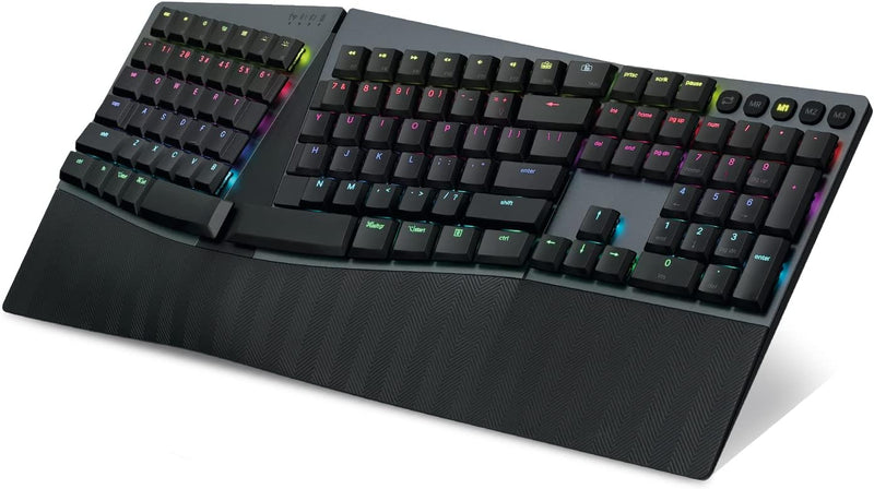 Perixx PERIBOARD-835BL Kabellose ergonomische mechanische Tastatur - RGB - Low-Profile Blue Clicky S