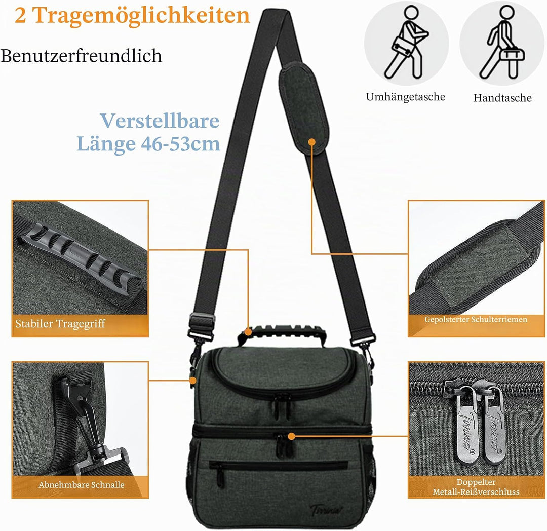 Kato Tirrinia Faltbar Gross Kühltasche 13L(22Dosen), Doppellagige Isoliertasche Lunchtasche Picknick