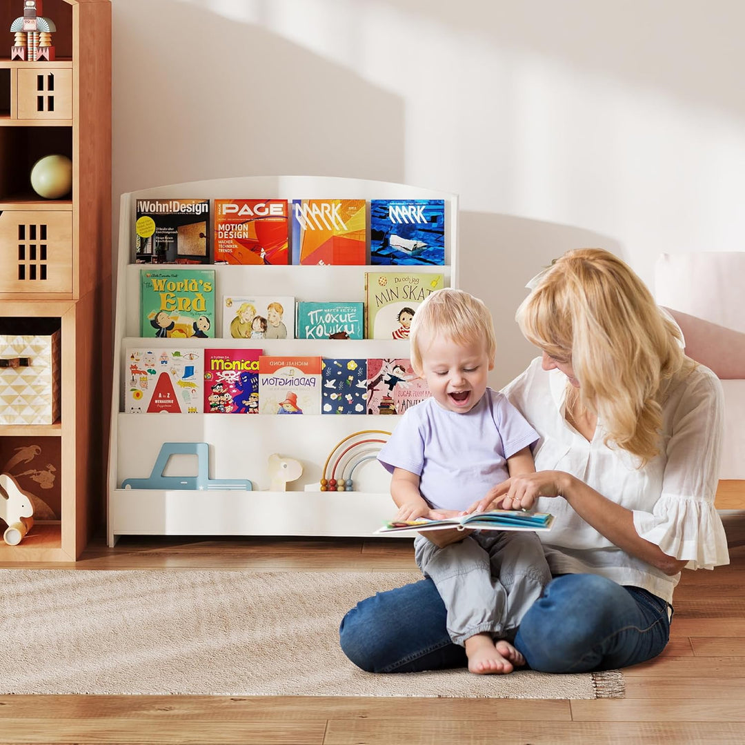 4 Tier Bücherregal Kinder Montessori Kinderregal 88cm Höhe, Kinderzimmer Spielzeug Aufbewahrung Büch