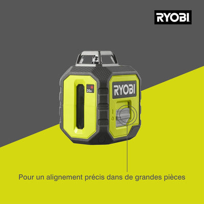 RYOBI batteriebetriebener 360˚ Laser RB360GLL-K (25 m, Selbstnivellierung 4°, Laserwellenlänge 520nm