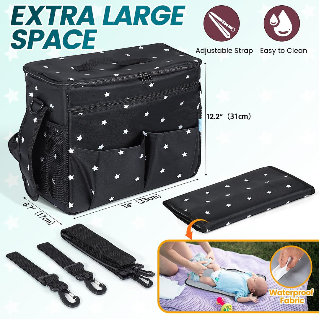 Orzbow XL Buggy Organizer Taschen,22 L Grosser Kinderwagen Windel Organizer mit Getränkehaltern, Sch