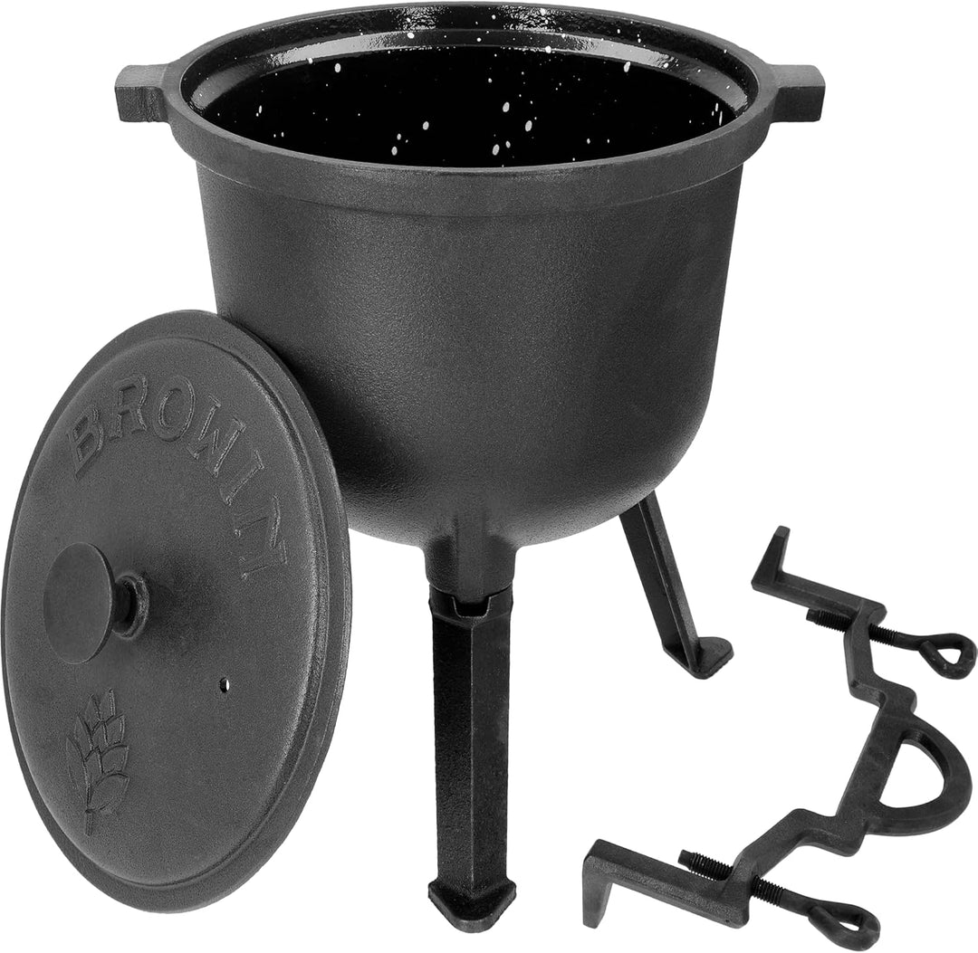 BROWIN® Gusseiserner Jagdkessel 330516 | 8 Liter | 40 cm Höhe | mit Griffen 32 cm Breite | Emaillier