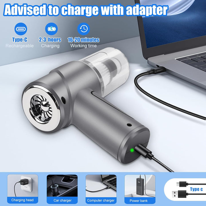 Handstaubsauger Akku Kabellos 12000PA 4 in 1 Mini Autostaubsauger mit 2 Waschbar HEPA-Filter Für den