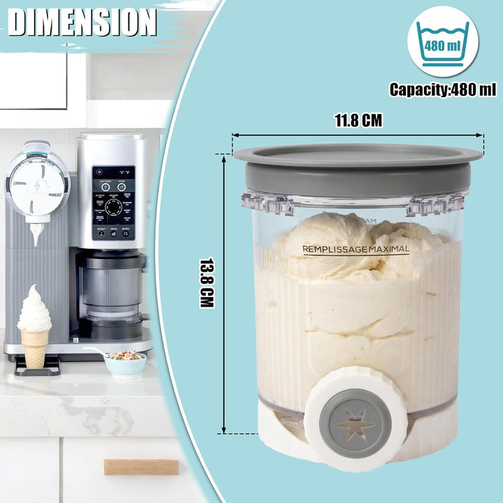 GFTIME 4 Stück Eisbehälter für Ninja Swirl by CREAMi NC700 NC701 NC701EU/NC701UK, 480 ml Behälter mi