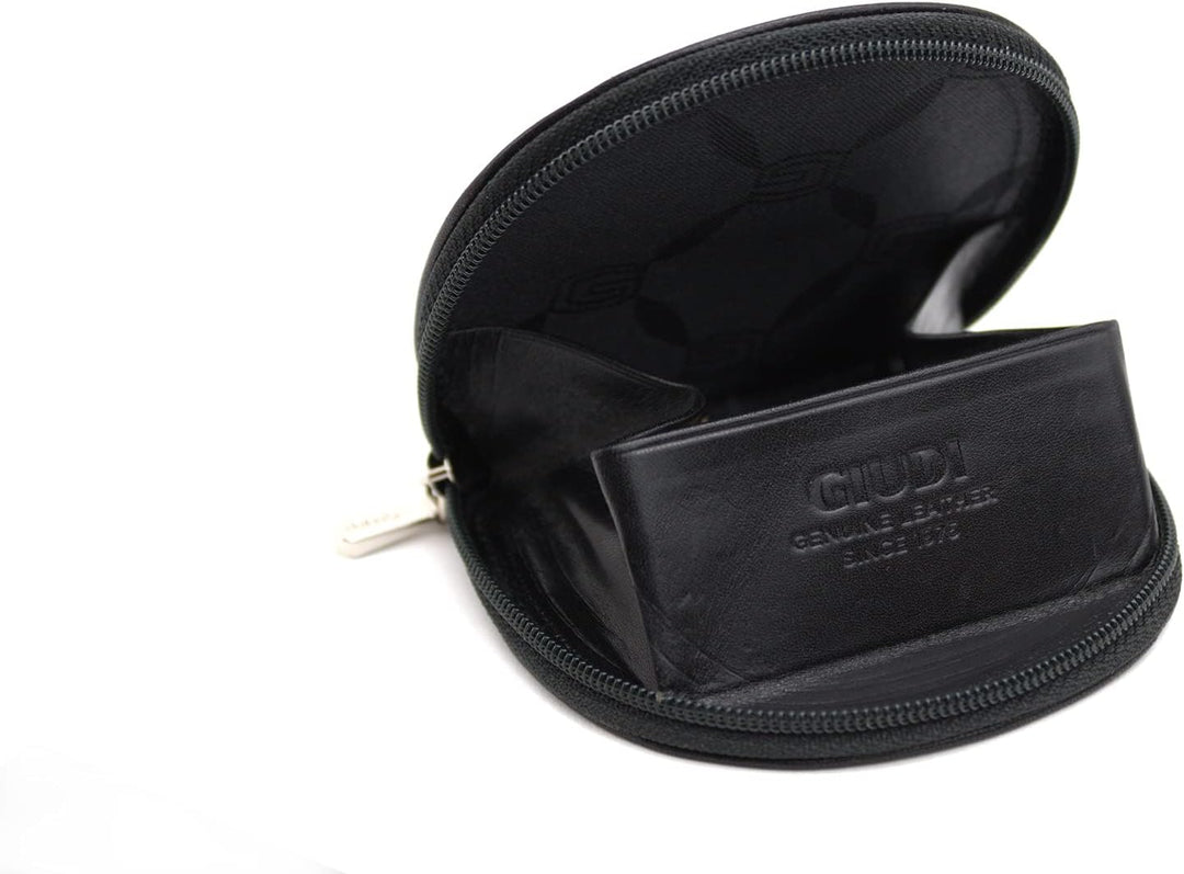 GIUDI Unisex Geldbörse aus echtem Rindsleder, Made in Italy Schwarz, Schwarz