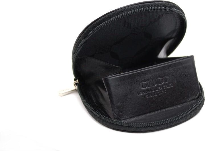GIUDI Unisex Geldbörse aus echtem Rindsleder, Made in Italy Schwarz, Schwarz