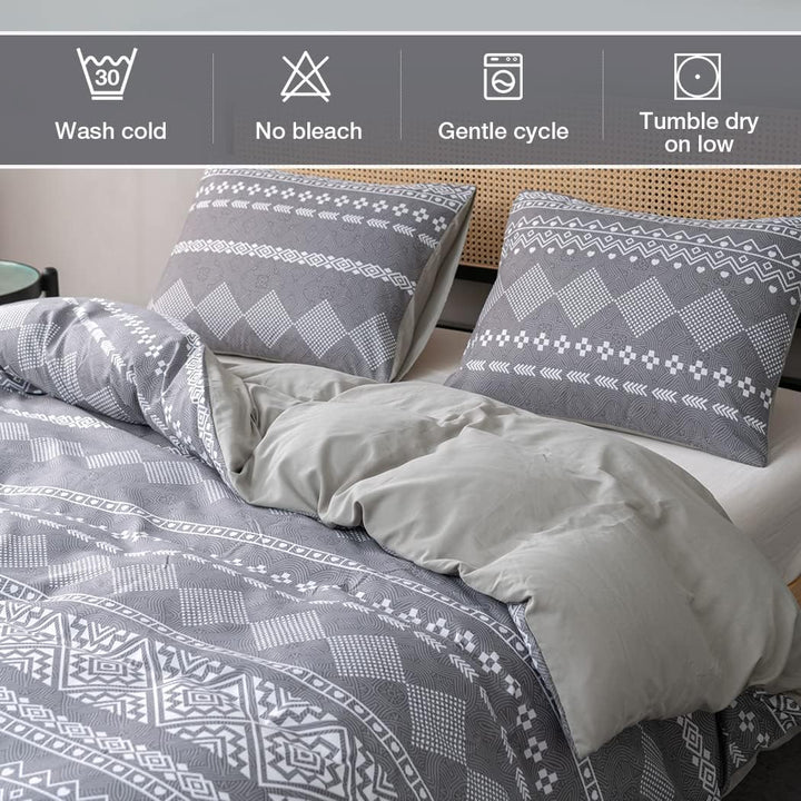 Lekesky Bohemian Bettwäsche 200x200 cm 3 Teilig - Bettbezug mit Reissverschluss und 2 Kissenbezug 80