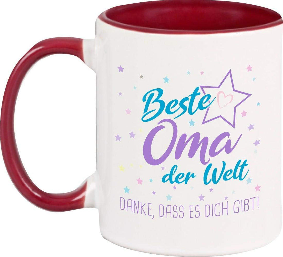 ShirtInStyle, Tassenset beste Oma, bester Opa der Welt, danke das es dich gibt! Farbe weinrot und sc