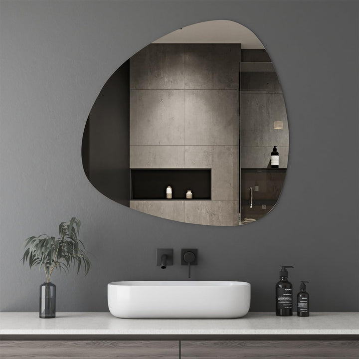 Boromal Badspiegel Asymmetrischer 80x80cm Asymmetrischer Spiegel Badezimmerspiegel Dekorative Wandsp