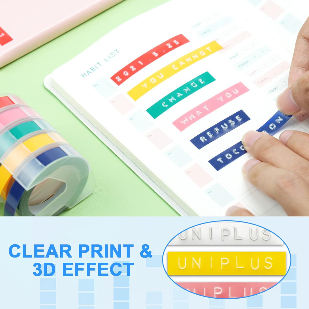 UniPlus Kompatible Omega Etikettenband Ersatz für Dymo Prägebänder S0717930 S0717900 9 mm x 3 m Selb