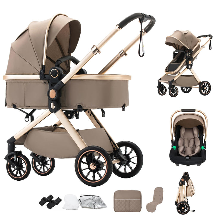 BEBBY Kinderwagen, Standard-Kinderwagen, Kinderwagen 3 in 1,Kinderwagen mit Faltbarem Tragbarem für