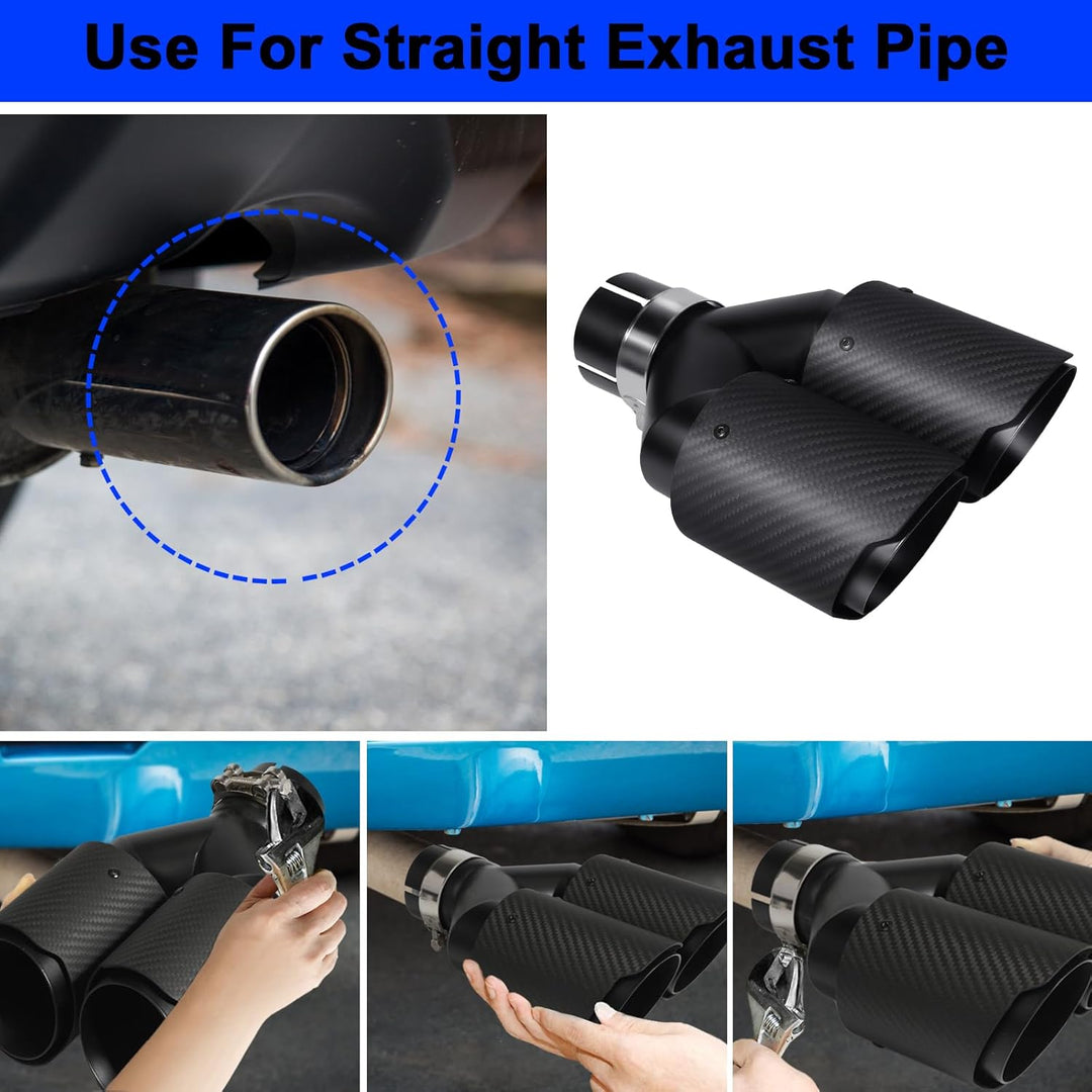 Krtopo 63mm Doppelschalldämpfer Spitze Carbon Auto Auspuffrohr Heckspitze Heckspitze Einlass 2,5" Au