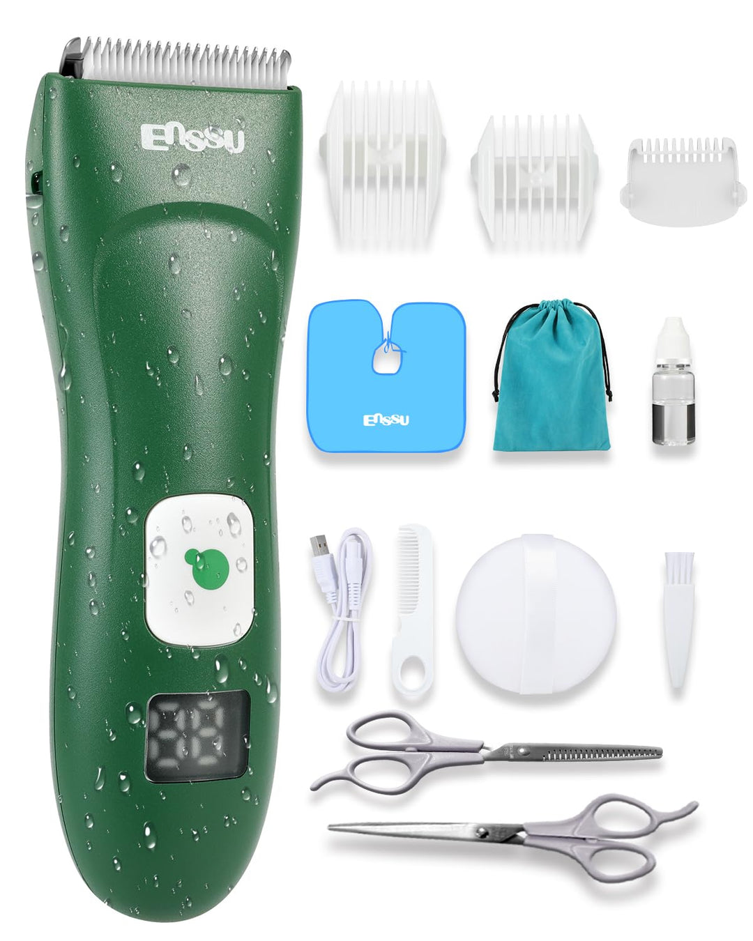 ENSSU Baby-Haarschneider, kabelloser Haarschneider für Kinder mit LED-Anzeige, Baby-Haarschneideset