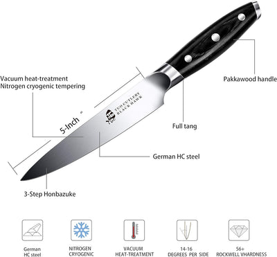 TUO Küche Allzweckmesser Küchenmesser Klein 13cm Kochmesser Universalmesser Deutscher Edelstahl Küch