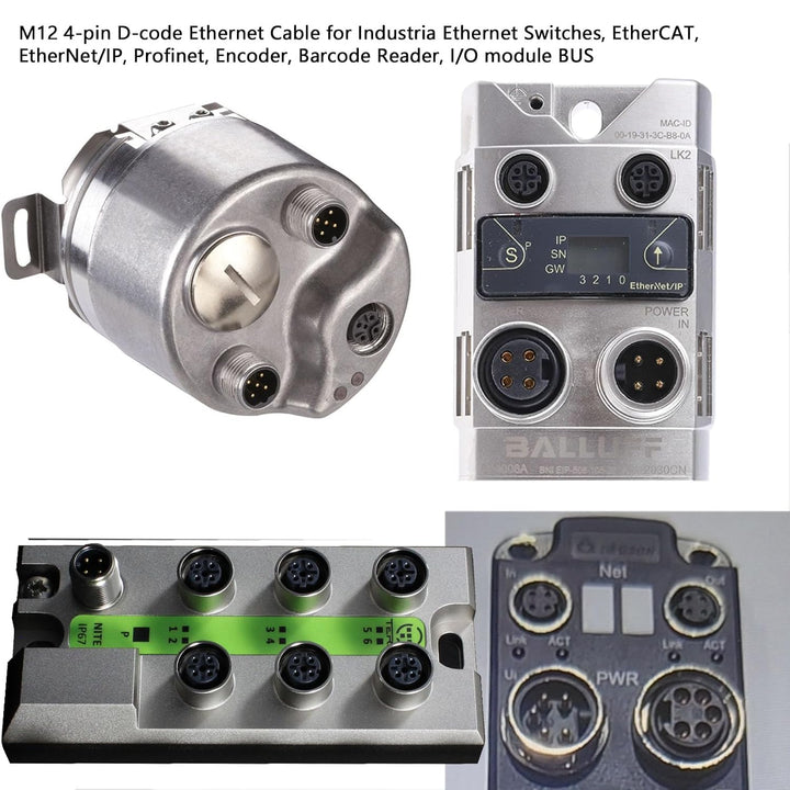Ethernet-Adapterkabel für SICK Keyence Datalogic Omron Vision Sensorsystem, M12, 4-polig, D-kodiert