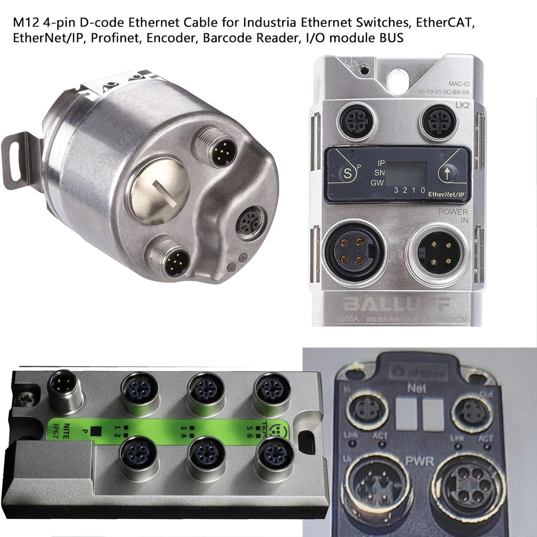 Ethernet-Netzwerkadapterkabel, M12, 4-polig, D-kodiert auf RJ45-Buchse, Cat5e für Sick Keyence IV2 S