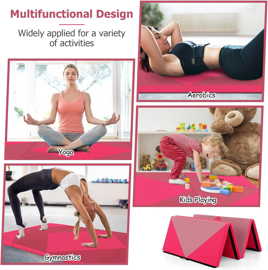 KOMFOTTEU Gymnastikmatte Yogamatte faltbar, Fitnessmatte Dicke 3,8 cm aus EPE-Baumwolle, dicke Turnm