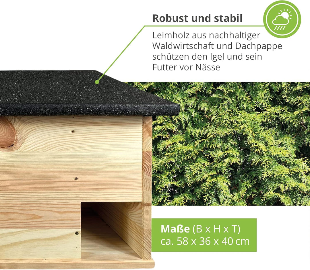 gartenetage Igelfutterhaus mit Boden aus Massiv-Holz/Igelhaus Winterfest, Katzensicher/Igelfutterhau