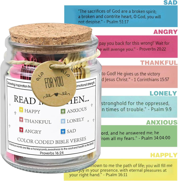 Glas mit Bibelversen,Read Me When Bible Verses, Glas mit Hoffnung, Bibelverse, Bibelglas mit 90 Schr