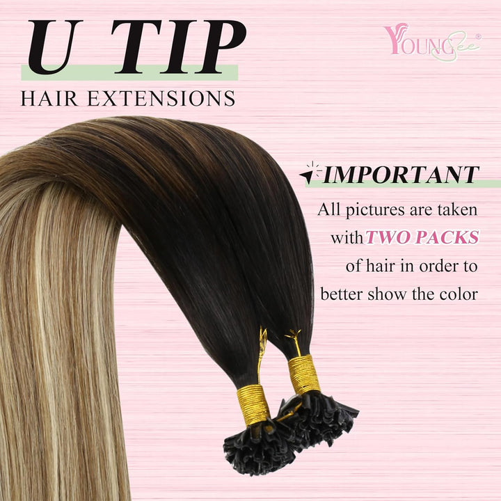 YoungSee Extensions Echthaar Bondings Balayage Echthaar Extensions Bondings 55cm Bonding Extensions