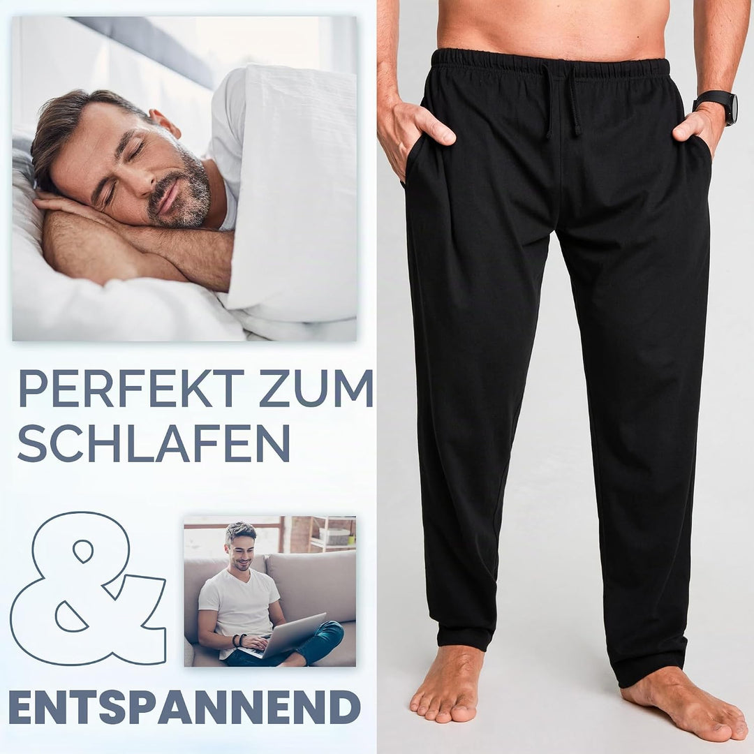 CityComfort Herren Schlafanzughose Lang mit Seitentaschen &amp; elastischem Bund, 2er Pack XXL Bund mit