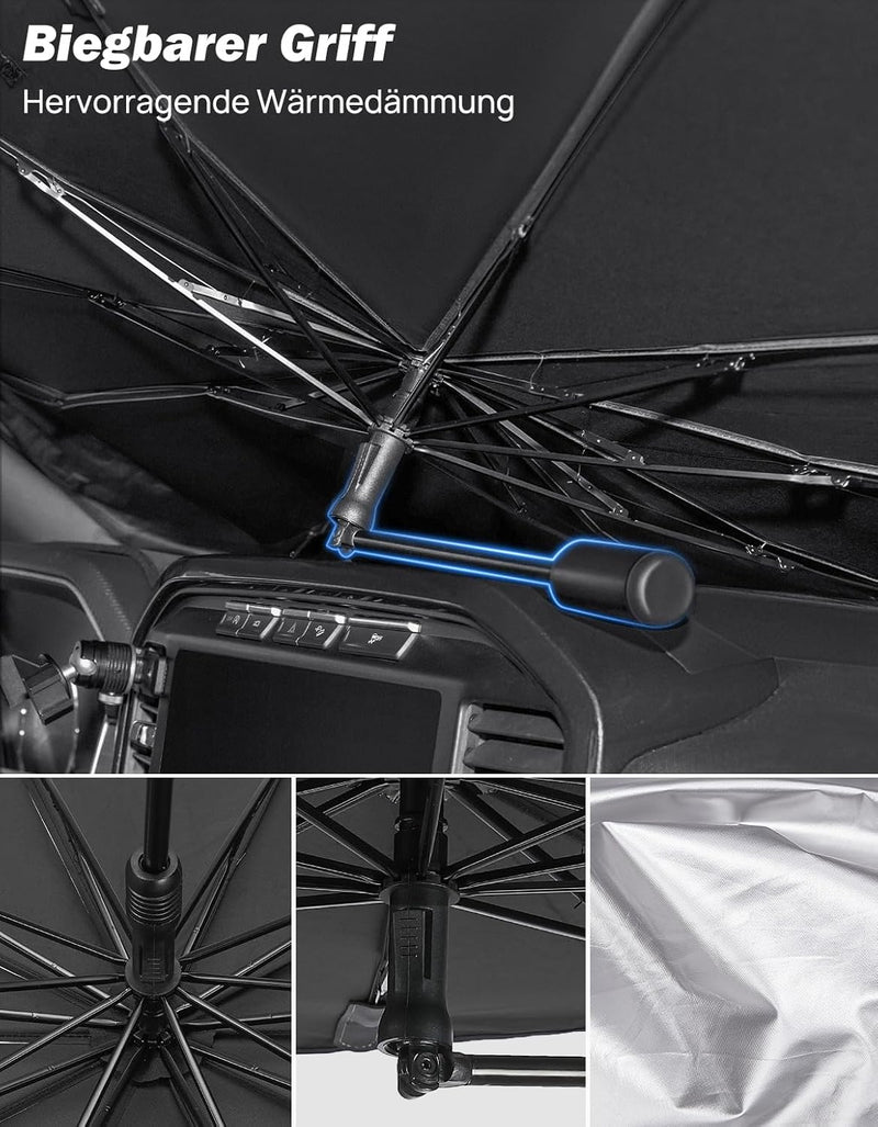 JOYTUTUS Sonnenschutz Auto Frontscheibe, [2024 Upgrade] 360°Drehbar Windschutzscheibe Sonnenschutz m