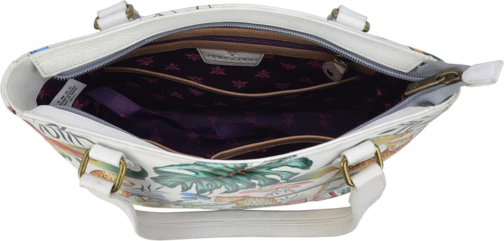Anuschka Women's Messenger bag aus Echtleder, klein ?Handbemalte Handwerkskunst | Floral Charm