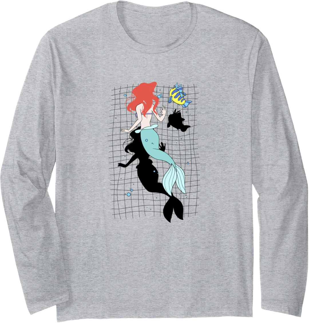 Disney Little Mermaid Ariel And Flounder Swimming Portrait Langarmshirt