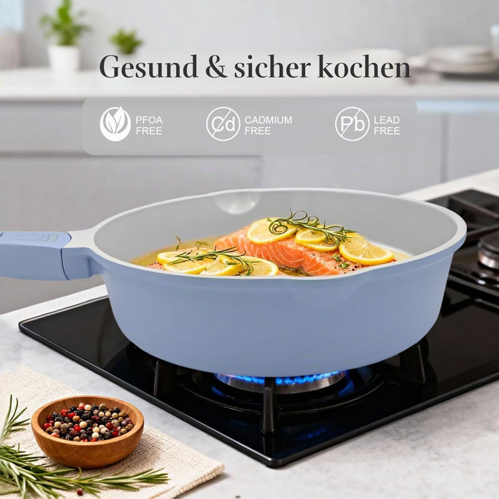 AIKENBBKK keramik pfanne 20 cm, Antihaft Keramikbeschichtung Bratpfanne 20 cm mit Abnehmbarer Griff,