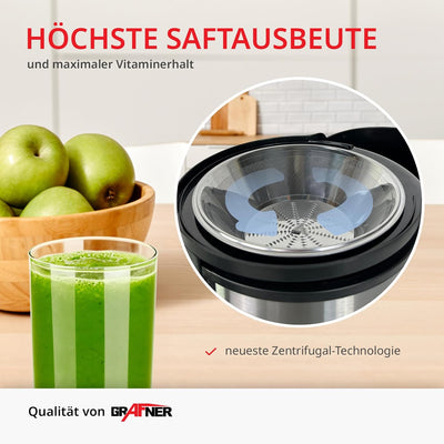 Grafner Express Entsafter für Obst und Gemüse, 400 Watt, 3 Geschwindigkeitsstufen, grosser Einfüllsc