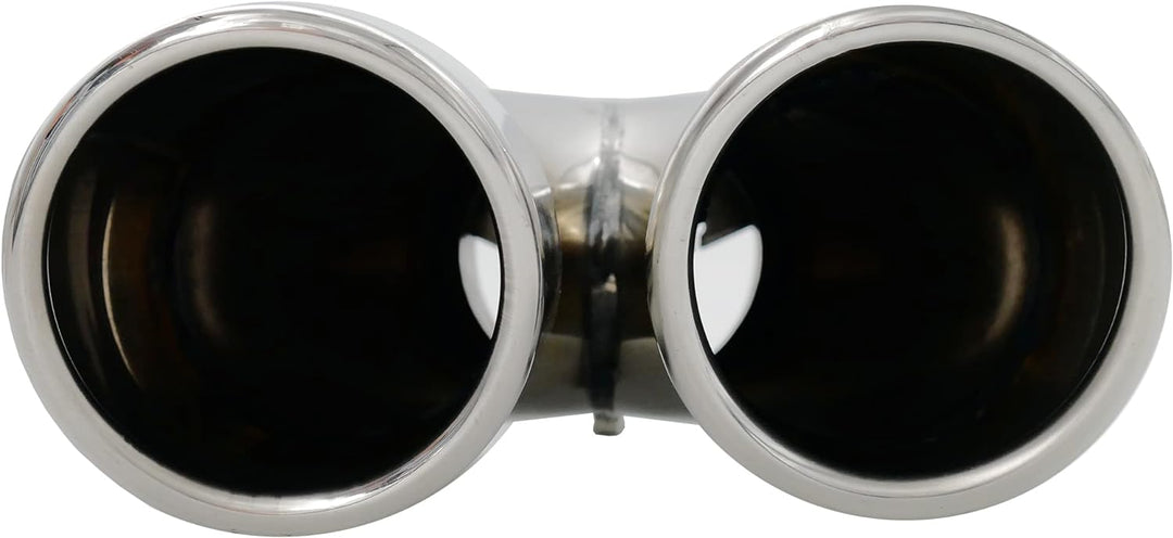 Simoni Racing Auspuffzierstück Doppel Rechts Rund/Schräg Edelstahl - Ø70xL220mm - Anschluss ->58mm